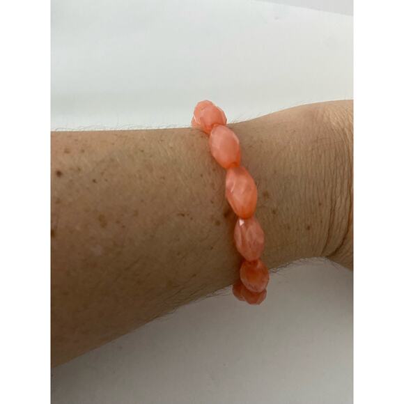 Handmade Jewelry - UpCycled orange acrylic bead bracelet